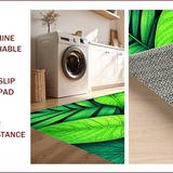 Ultra Soft Area Rug, Non Slip, Stain Resistant, Washable Area Rugs for Living Room, Bedroom, Tropical Palm Shaped Kitchen Plush Washable Mat(Green)