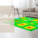 Ultra Soft Area Rug, Non Slip, Stain Resistant, Washable Area Rugs for Living Room, Bedroom, Vibrant Alphabet Animal Theme(Green)