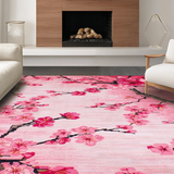 Ultra Soft Area Rug, Non Slip, Stain Resistant, Washable Area Rugs for Living Room, Bedroom, Graceful Cherry Petal Motif(Pink)