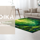 Ultra Soft Area Rug, Non Slip, Stain Resistant, Washable Area Rugs for Living Room, Bedroom, Lush Forest Floral Motif(Green)