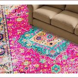 Ultra Soft Area Rug, Non Slip, Stain Resistant, Washable Area Rugs for Living Room, Bedroom, Chic Multicolor Medallion Aesthetic(Pink)