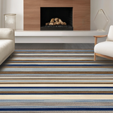 Ultra Soft Area Rug, Non Slip, Stain Resistant, Washable Area Rugs for Living Room, Bedroom, Eclectic Multi-Hued Striped Aesthetic(Brown)