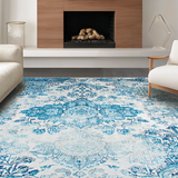 Ultra Soft Area Rug, Non Slip, Stain Resistant, Washable Area Rugs for Living Room, Bedroom, Serene Minimalist Diamond Pattern(Blue)
