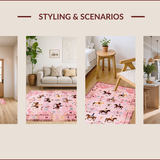 Ultra Soft Area Rug, Non Slip, Stain Resistant, Washable Area Rugs for Living Room, Bedroom, Playful Pink Animal Motif(Pink)