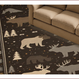 Ultra Soft Area Rug, Non Slip, Stain Resistant, Washable Area Rugs for Living Room, Bedroom, Cozy Earthy Cabin Motif(Black)