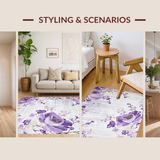 Ultra Soft Area Rug, Non Slip, Stain Resistant, Washable Area Rugs for Living Room, Bedroom, Vibrant Cozy Garden Inspired Design(Purple)