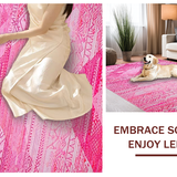 Ultra Soft Area Rug, Non Slip, Stain Resistant, Washable Area Rugs for Living Room, Bedroom, Playful Shaggy Love Design(Pink)
