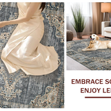 Ultra Soft Area Rug, Non Slip, Stain Resistant, Washable Area Rugs for Living Room, Bedroom, Earthy Toned Vintage Floral Motif(Gray)