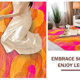 Ultra Soft Area Rug, Non Slip, Stain Resistant, Washable Area Rugs for Living Room, Bedroom, Playful Whimsical Flowing Design(Orange)