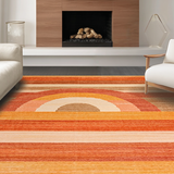 Ultra Soft Area Rug, Non Slip, Stain Resistant, Washable Area Rugs for Living Room, Bedroom, Elegant Earthy Abstract Design(Orange)