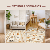 Ultra Soft Area Rug, Non Slip, Stain Resistant, Washable Area Rugs for Living Room, Bedroom, Contemporary Abstract Linear Design(Beige)