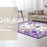 Ultra Soft Area Rug, Non Slip, Stain Resistant, Washable Area Rugs for Living Room, Bedroom, Vivid Pastoral Leaf Motif(Purple)