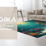 Ultra Soft Area Rug, Non Slip, Stain Resistant, Washable Area Rugs for Living Room, Bedroom, Enchanted Seabed Rug Showcasing Graceful Turtles Amid Tropical Coral Habitat(Blue)