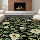 Ultra Soft Area Rug, Non Slip, Stain Resistant, Washable Area Rugs for Living Room, Bedroom, Bold Modern Floral Arrangement(Black)