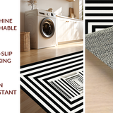 Ultra Soft Area Rug, Non Slip, Stain Resistant, Washable Area Rugs for Living Room, Bedroom, KaHouen Wide Stripe Area Rug(Black)