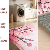 Ultra Soft Area Rug, Non Slip, Stain Resistant, Washable Area Rugs for Living Room, Bedroom, Delicate Botanical Blossom Pattern(Pink)