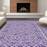 Ultra Soft Area Rug, Non Slip, Stain Resistant, Washable Area Rugs for Living Room, Bedroom, Elegant Symmetrical Design Appeal(Purple)