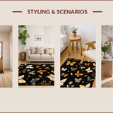Ultra Soft Area Rug, Non Slip, Stain Resistant, Washable Area Rugs for Living Room, Bedroom, Boho Insect Print Low Pile(Black)