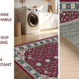 Ultra Soft Area Rug, Non Slip, Stain Resistant, Washable Area Rugs for Living Room, Bedroom, Vibrant Teal Tiled Pattern(Red)