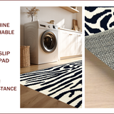 Ultra Soft Area Rug, Non Slip, Stain Resistant, Washable Area Rugs for Living Room, Bedroom, Boho Zebra Print Black and White Laundry Rug(Black)