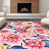 Ultra Soft Area Rug, Non Slip, Stain Resistant, Washable Area Rugs for Living Room, Bedroom, Colorful Geometric Floral Fusion(Pink)