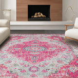 Ultra Soft Area Rug, Non Slip, Stain Resistant, Washable Area Rugs for Living Room, Bedroom, Rustic Subtle Floral Aesthetic(Pink)