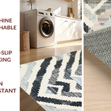 Contrast Weave Black and White Zigzag Patterned(Beige)