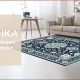 Ultra Soft Area Rug, Non Slip, Stain Resistant, Washable Area Rugs for Living Room, Bedroom, Chic Floral Medallion Design(Blue)