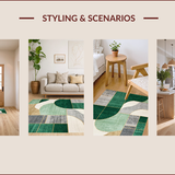 Ultra Soft Area Rug, Non Slip, Stain Resistant, Washable Area Rugs for Living Room, Bedroom, Chic Earthy Abstract Motif(Green)