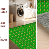 Vibrant Green Festive Patterned Mat(Green)