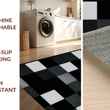 Ultra Soft Area Rug, Non Slip, Stain Resistant, Washable Area Rugs for Living Room, Bedroom, Rustic Monochrome Checkered Aesthetic(Gray)