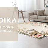 Ultra Soft Area Rug, Non Slip, Stain Resistant, Washable Area Rugs for Living Room, Bedroom, Vibrant Botanical Animal Print(Beige)