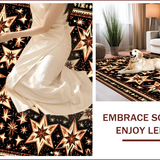 Ultra Soft Area Rug, Non Slip, Stain Resistant, Washable Area Rugs for Living Room, Bedroom, Western Vintage Star Runner(Black)