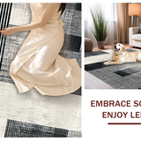 Ultra Soft Area Rug, Non Slip, Stain Resistant, Washable Area Rugs for Living Room, Bedroom, Artisan Stripe Rug with Asymmetric Linear Graphics and Abstract Touch(Gray)