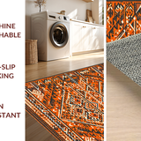 Ultra Soft Area Rug, Non Slip, Stain Resistant, Washable Area Rugs for Living Room, Bedroom, Elegant Tiled Ogee Elements(Orange)