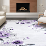 Ultra Soft Area Rug, Non Slip, Stain Resistant, Washable Area Rugs for Living Room, Bedroom, Artistic Floral Swirl Aesthetic(Purple)