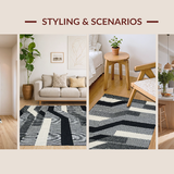 Ultra Soft Area Rug, Non Slip, Stain Resistant, Washable Area Rugs for Living Room, Bedroom, Modern Earthy Tone Striped Pattern(Gray)