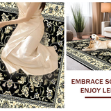 Ultra Soft Area Rug, Non Slip, Stain Resistant, Washable Area Rugs for Living Room, Bedroom, Artistic Black and Cream Fusion(Black)