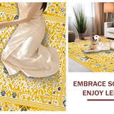 Ultra Soft Area Rug, Non Slip, Stain Resistant, Washable Area Rugs for Living Room, Bedroom, Vintage Floral Tile Elegance(Yellow)