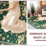Ultra Soft Area Rug, Non Slip, Stain Resistant, Washable Area Rugs for Living Room, Bedroom, Rustic Soft Velvet Tiled Design(Green)