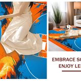 Ultra Soft Area Rug, Non Slip, Stain Resistant, Washable Area Rugs for Living Room, Bedroom, Energetic Blue and White Pattern(Orange)