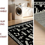 Ultra Soft Area Rug, Non Slip, Stain Resistant, Washable Area Rugs for Living Room, Bedroom, Chic Black and White Musical Aesthetics(Black)