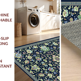 Ultra Soft Area Rug, Non Slip, Stain Resistant, Washable Area Rugs for Living Room, Bedroom, Sophisticated Classic Floral Design(Blue)