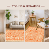 Ultra Soft Area Rug, Non Slip, Stain Resistant, Washable Area Rugs for Living Room, Bedroom, Timeless Earthy Abstract Pattern(Orange)
