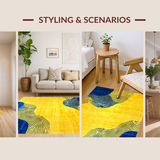 Ultra Soft Area Rug, Non Slip, Stain Resistant, Washable Area Rugs for Living Room, Bedroom, Sophisticated Multi-Tone Abstract Look(Yellow)