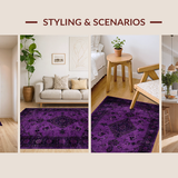Ultra Soft Area Rug, Non Slip, Stain Resistant, Washable Area Rugs for Living Room, Bedroom, Bold Vibrant Floral Composition(Purple)