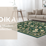 Ultra Soft Area Rug, Non Slip, Stain Resistant, Washable Area Rugs for Living Room, Bedroom, Rustic Intricate Oriental Patterns(Green)