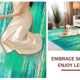 Ultra Soft Area Rug, Non Slip, Stain Resistant, Washable Area Rugs for Living Room, Bedroom, Chic Turquoise Green Fluid Design(Blue)