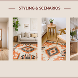 Ultra Soft Area Rug, Non Slip, Stain Resistant, Washable Area Rugs for Living Room, Bedroom, Chic Abstract Southwest Aesthetic(Orange)
