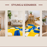 Ultra Soft Area Rug, Non Slip, Stain Resistant, Washable Area Rugs for Living Room, Bedroom, Stylish Geometric Linear Arrangement(Yellow)